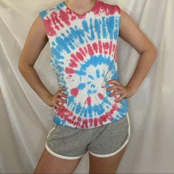 NWT America Red White & Blue Tye Dye Muscle Tank - Picture 1 of 9